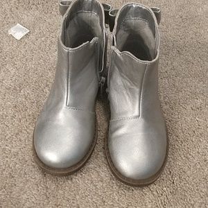 Silver bow back ankle boots, size 10